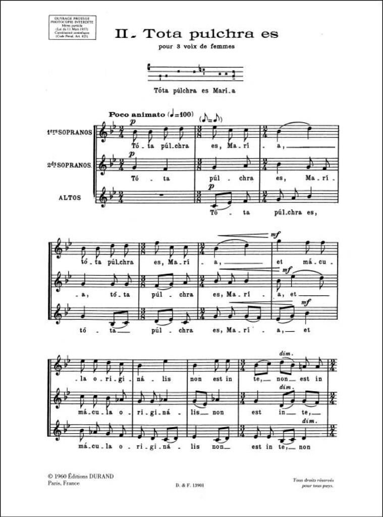Quatre Motets: Tota Pulchra Es Op.10 N 2